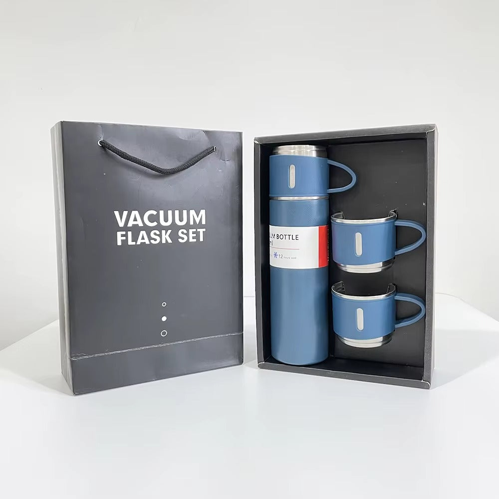 طقم ترمس حراري ستانلس ستيل مع 3 أكواب – 500 مل