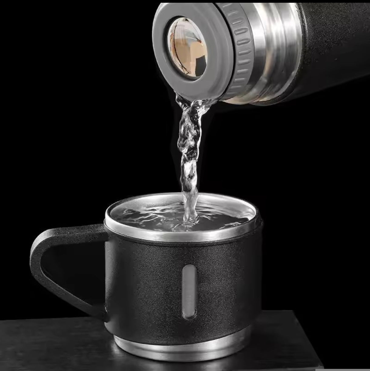 طقم ترمس حراري ستانلس ستيل مع 3 أكواب – 500 مل